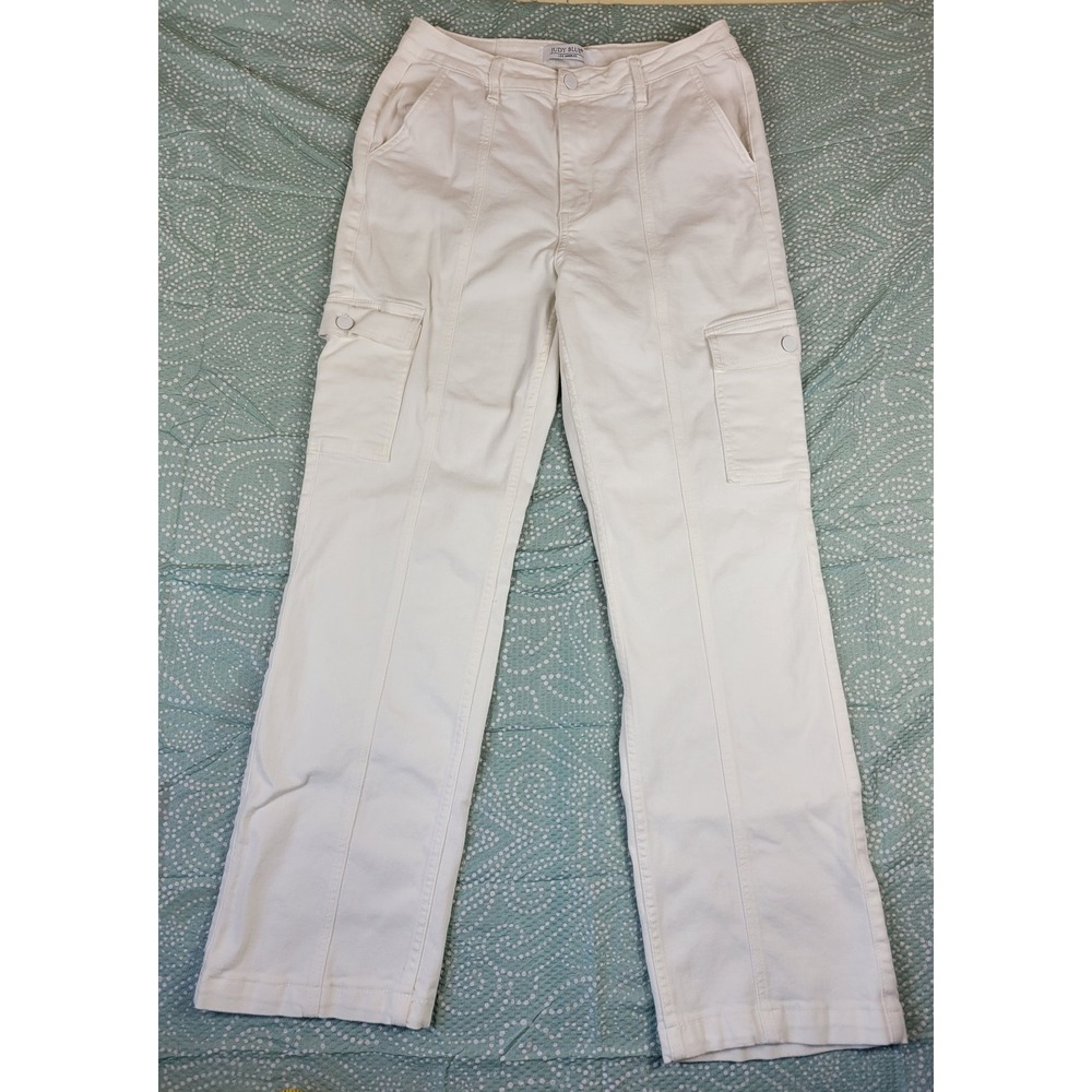 Judy Blue White Straight Leg Cargo‎ Pants Jeans High Rise  Size 11/30 JB88796
